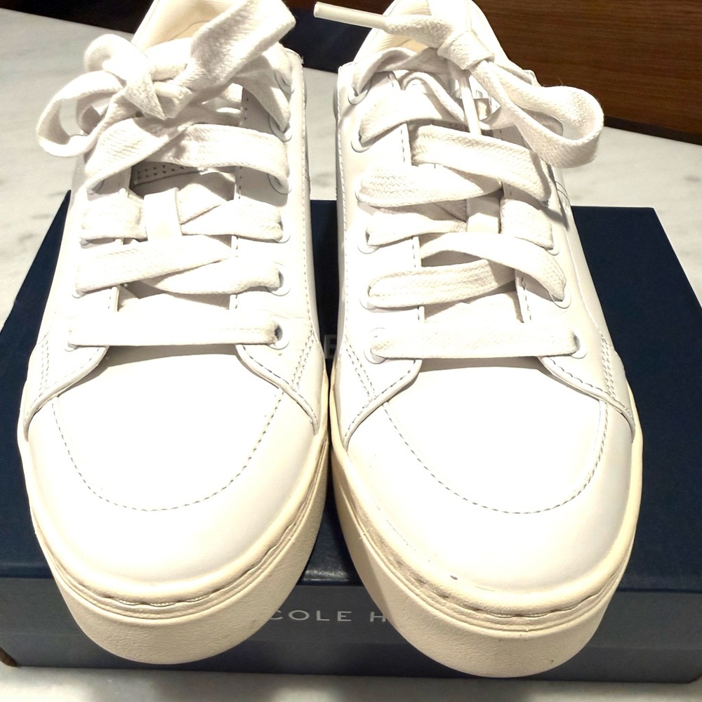 Cole Haan GP Max Platform Sneaker Size 7.5B Optic White Leather - Picture 2 of 9